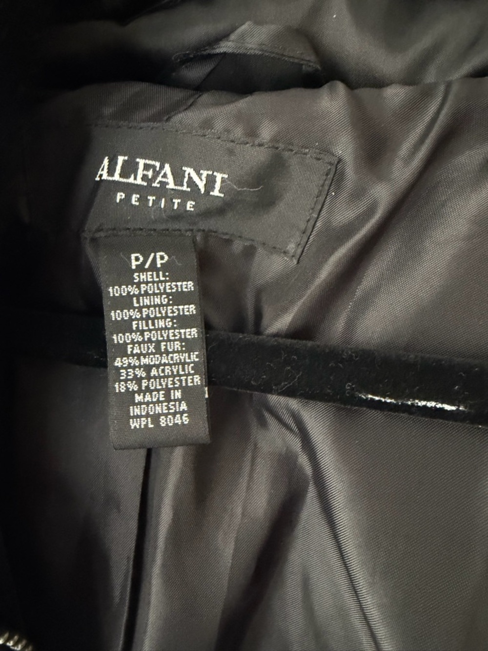 Alfani Petite Black Faux-Fur Trim Puffer Coat - Picture 2 of 5
